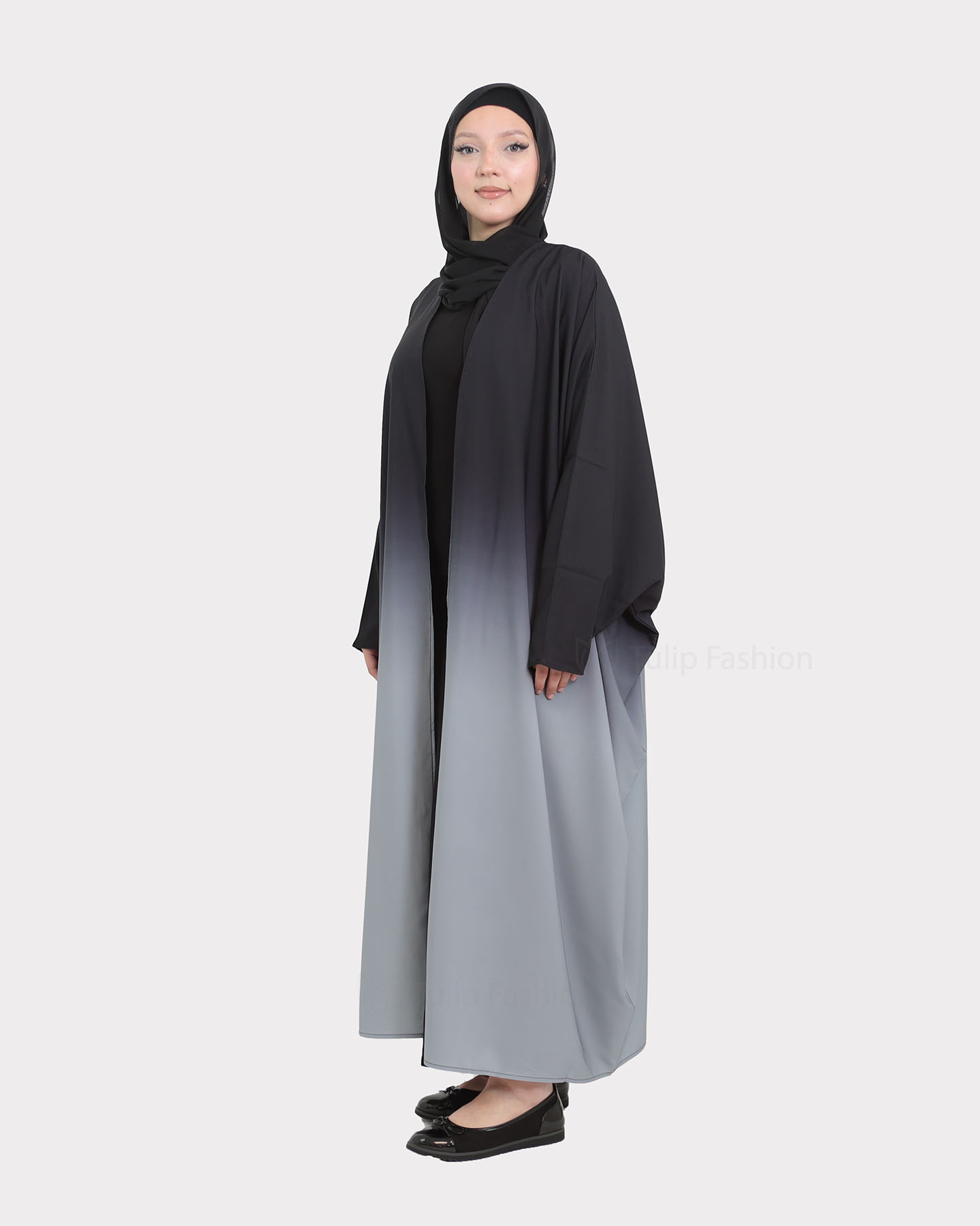 Open Butterfly Abaya - Black - 3