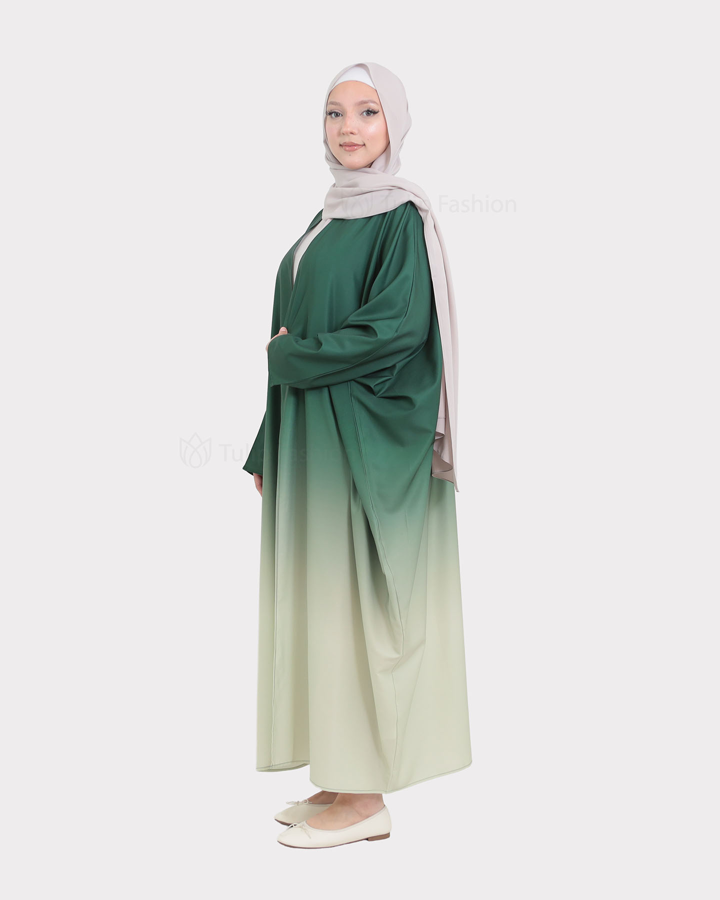 Open Butterfly Abaya - Green - 2