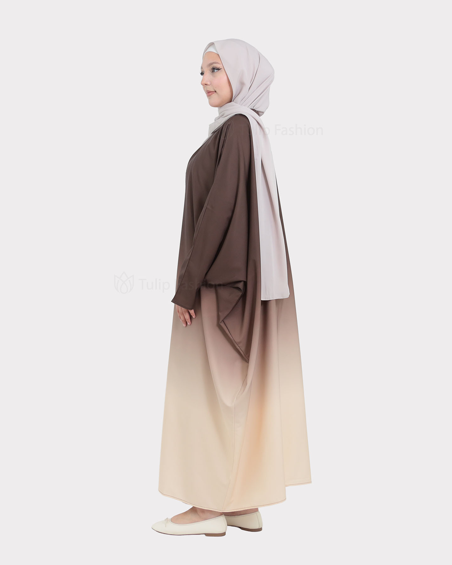 Open Butterfly Abaya - Brown - 3