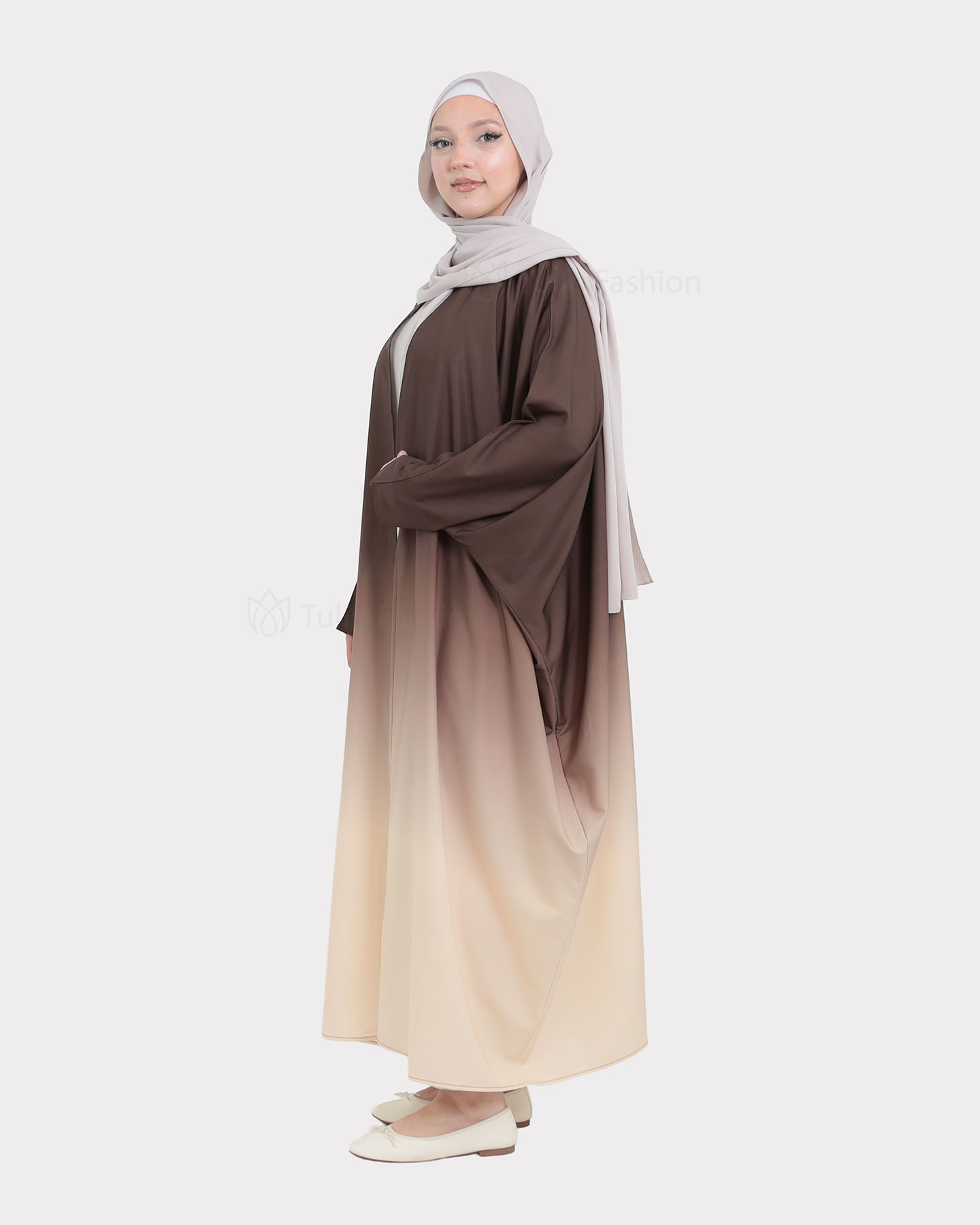 Open Butterfly Abaya - Brown - 2