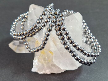 SilverHematit Armband - 6mm Pärlor