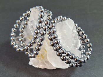 Silverpläterad Hematit Armband - 8mm Pärlor