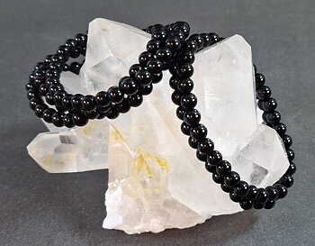 Svart Obsidian Armband - 6mm Pärlor