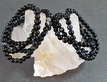 Svart Agat Armband - 6mm Pärlor