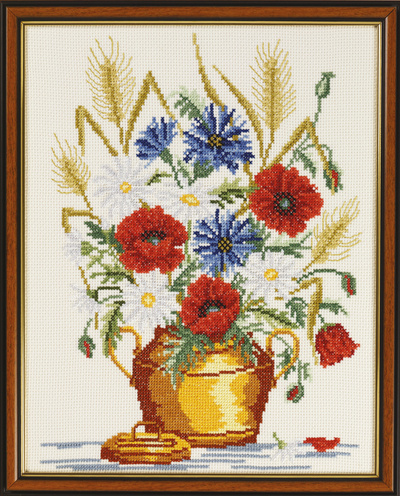 Korsstygn Tavla Midsommarblommor