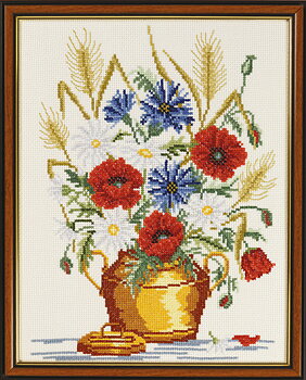 Korsstygn Tavla Midsommarblommor