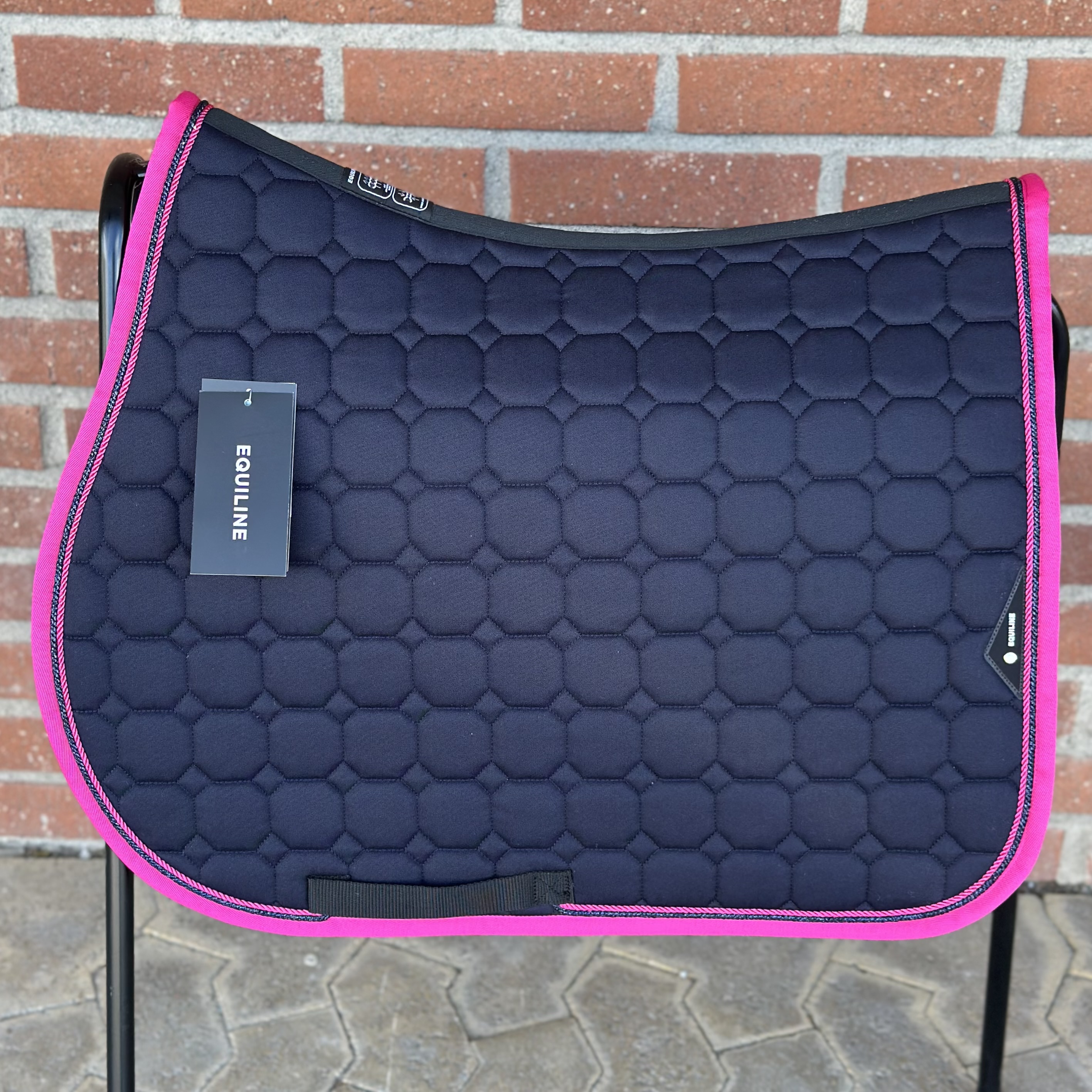 Equiline Octagon 2 flätor + kantband marint m rosa 