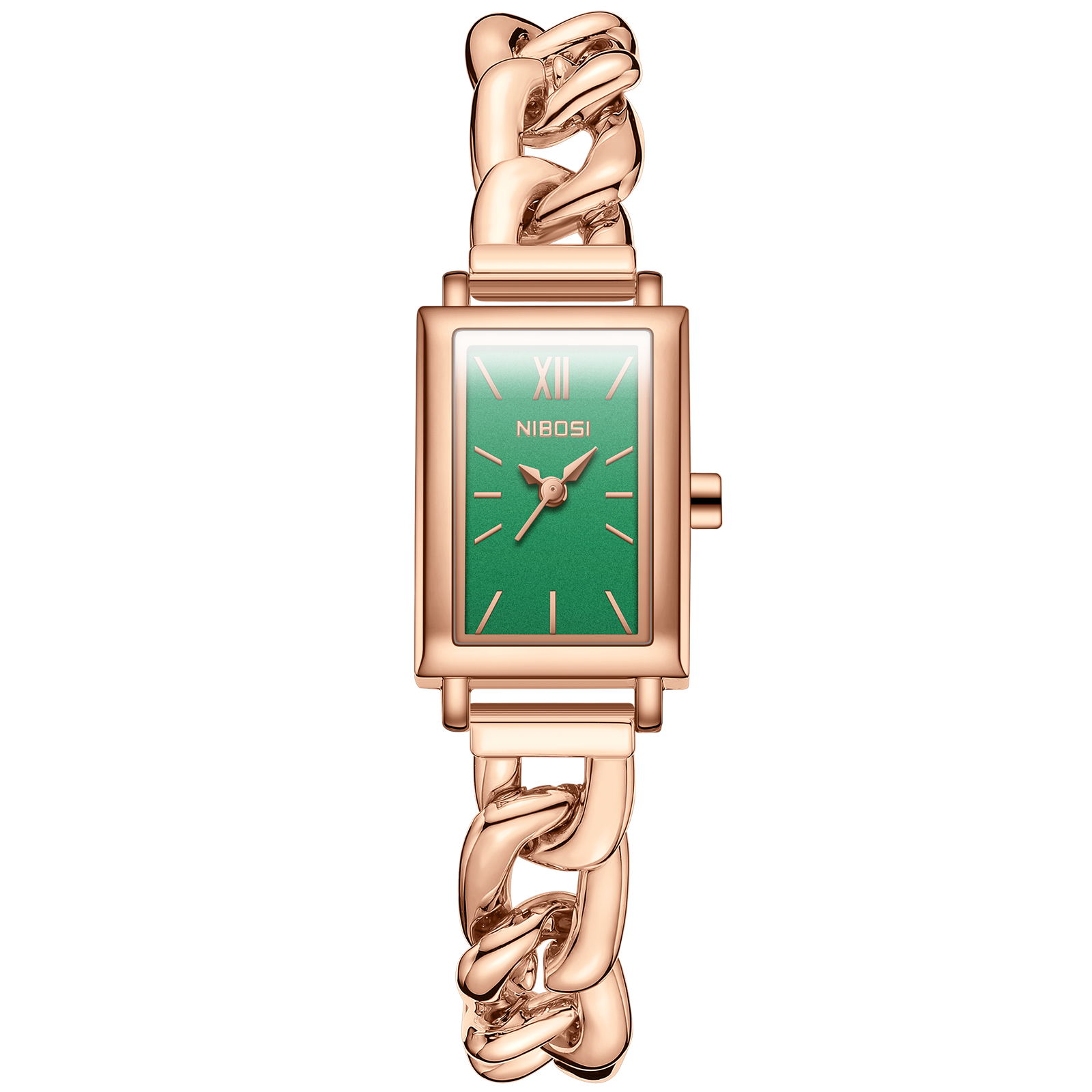 Nibosi Montrelle Rose Gold Green | Damklockor | Klocktema