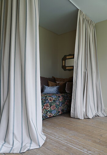 Gardin Ticking Stripe dubbel bredd Grön