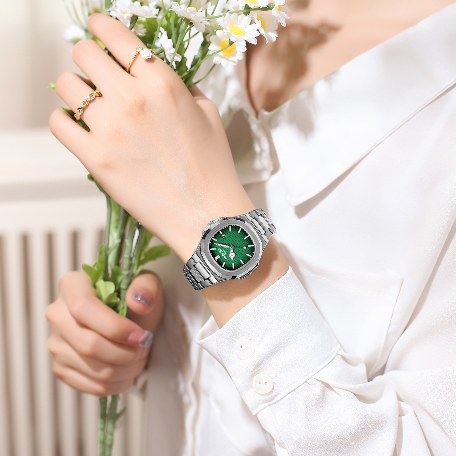 Nibosi Astronaut Ladies Silver Green - 8