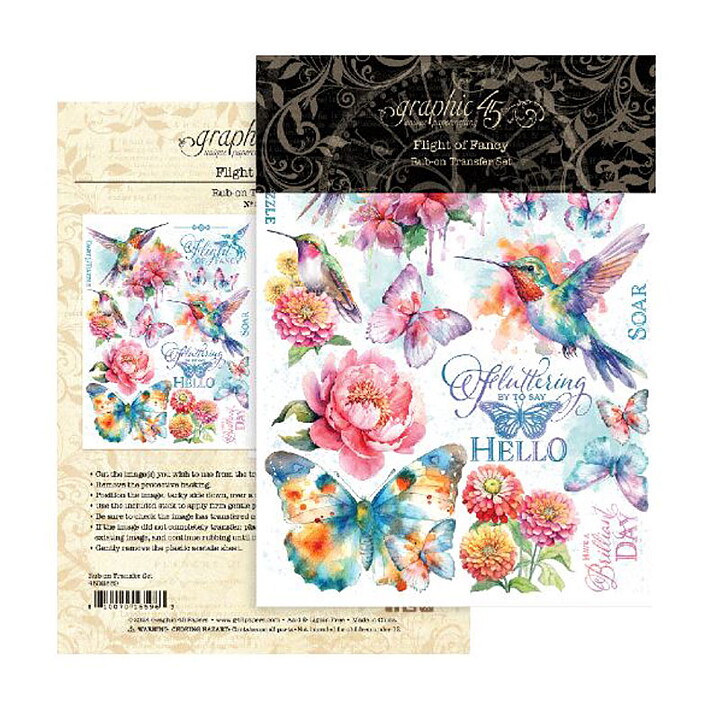 Graphic 45 Rub-Ons Transfer Set - Flight of Fancy