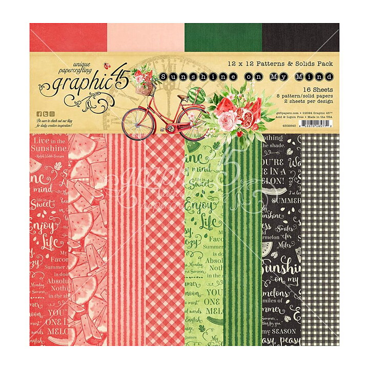 Graphic 45 Paper Pad - Sunshine on my Mind  Patterns & Solids