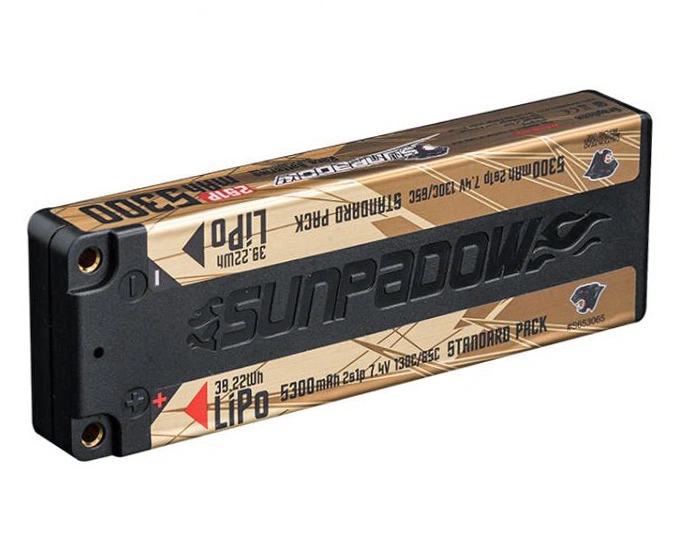 Sunpadow Li-Po Batteri 2S 7,4V 5300mAh 130C Stick U-LCG Gold - 2