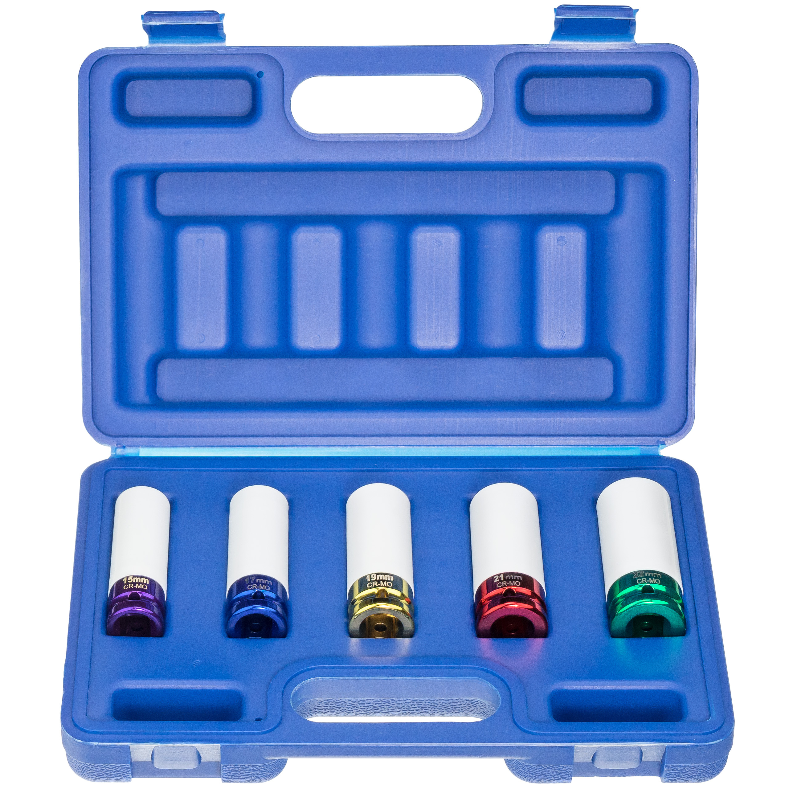 STIX krafthylsesats, set om 5st Långa 1/2ˮ hylsor 15-22 mm - 5