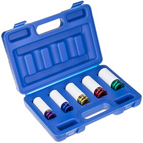 STIX krafthylsesats, set om 5st Långa 1/2ˮ hylsor 15-22 mm