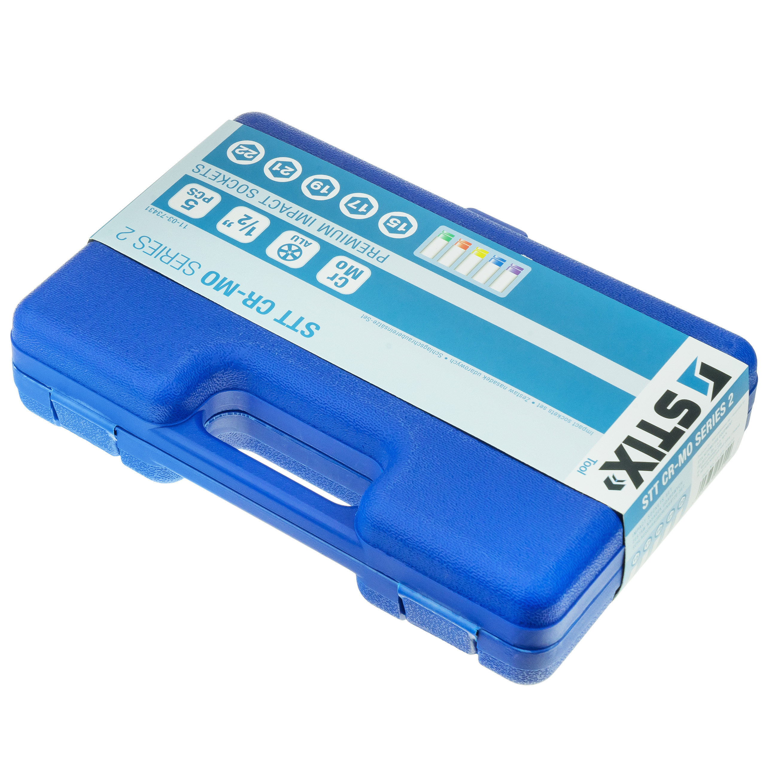 STIX krafthylsesats, set om 5st Långa 1/2ˮ hylsor 15-22 mm - 6