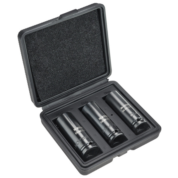 STIX krafthylsesats, set om 3st Långa 1/2ˮ hylsor 17, 19,21m - 2