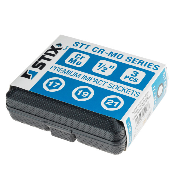 STIX krafthylsesats, set om 3st Långa 1/2ˮ hylsor 17, 19,21m - 4