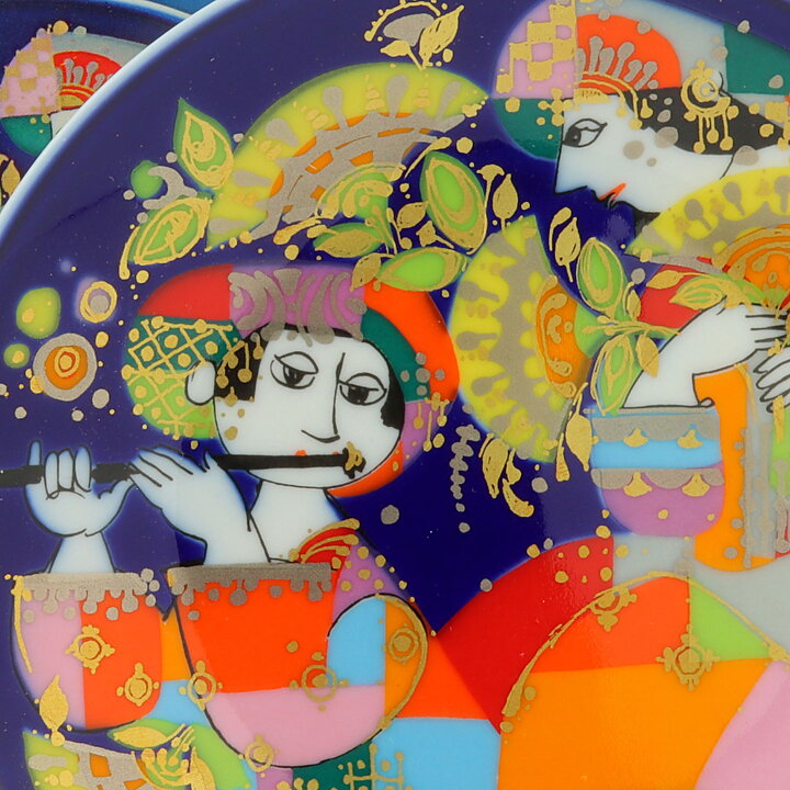 ビョルン・ヴィンブラッド Oriental Night Musicシリーズ  カラフルな陶板 Wall Plaque 1976年 17cm 箱付き #1