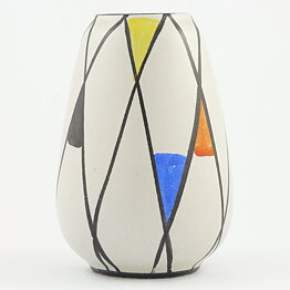 Bodo Mans (1950s) White Modern Vase with Modern Decor 17 cm