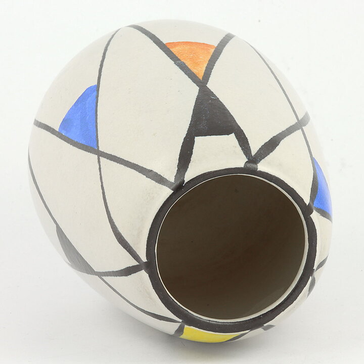 Bodo Mans (1950s) White Modern Vase with Modern Decor 17 cm