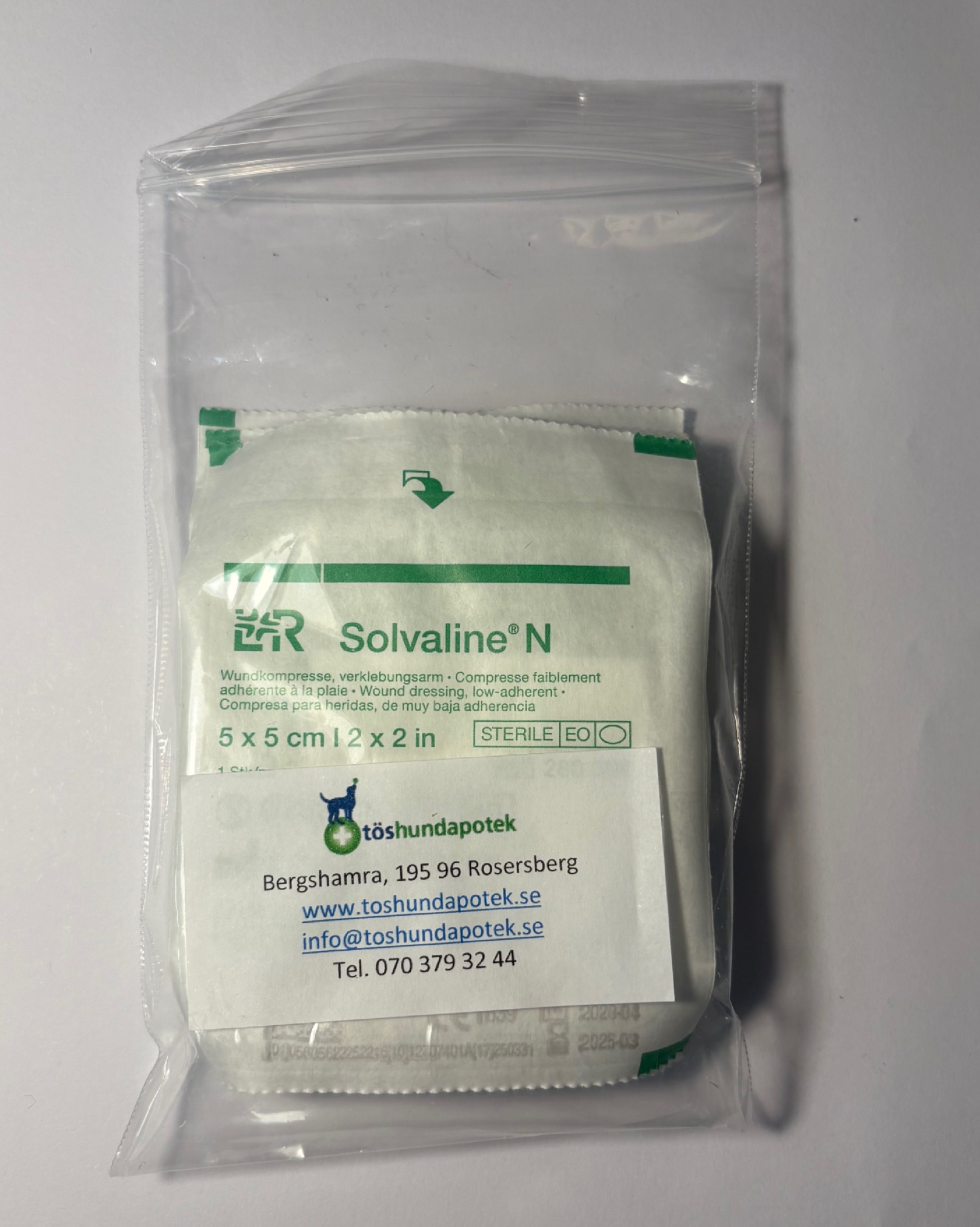Solvaline N Steril Kompress 5x5 cm för hundar eller häst 4-pack - 2