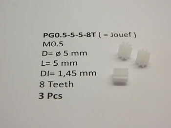 Drev i plast M0.5 D=ø5 L=5 DI=