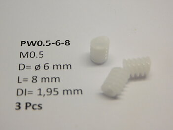 Snäckdrev i plast M0.5 D=ø6 L=