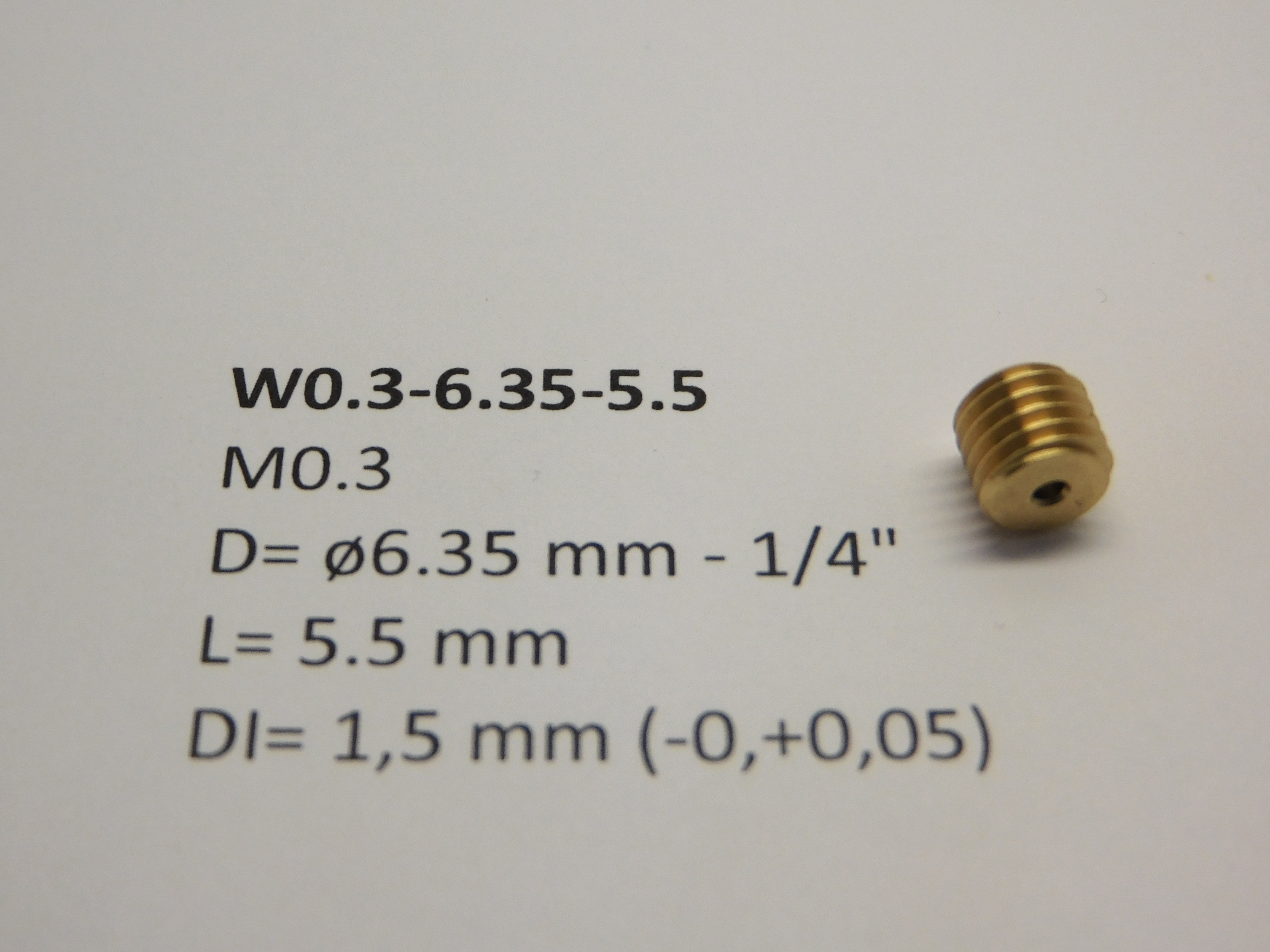 Snäckdrev M0.3 D=ø6.35 L=5.5 D