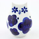 Sylvia Leuchovius (1960s) White Owl with Hand-Painted Blue Decor 14 cm (2)
