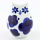 Sylvia Leuchovius (1960s) White Owl with Hand-Painted Blue Decor 14 cm (2)