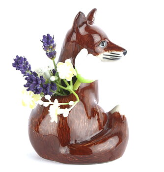 Bud vase Fox, Handmålat stengods från Quail Ceramics