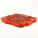 Lars Bergsten (1960s) Orange Relief Wall Plaque with Stylistic People Motif 25 cm