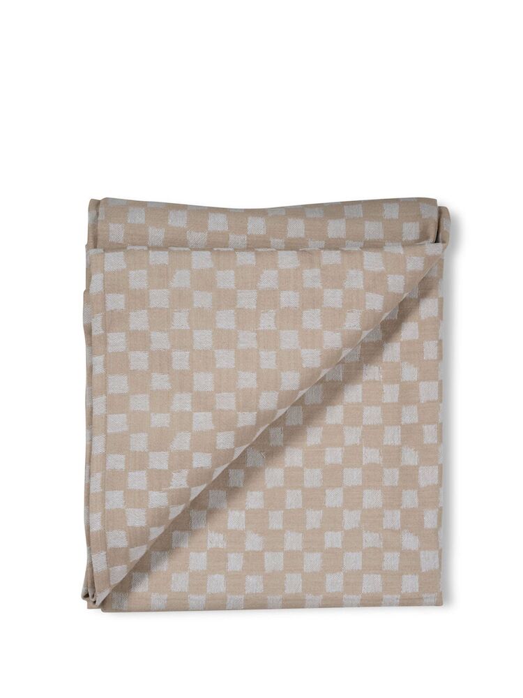 Sagaform /Byon Bomullsduk Checki, beige, 150x250 cm