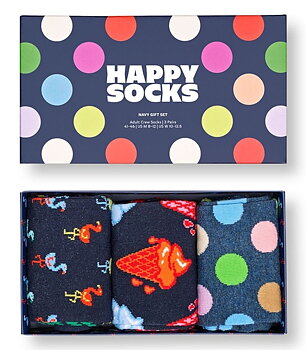 3-Pack Happy Socks Navy Socks Gift Set