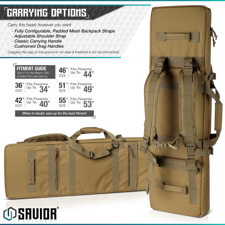 Savior Equipment Urban Warfare 42" Double Rifle Case - FDE 6
