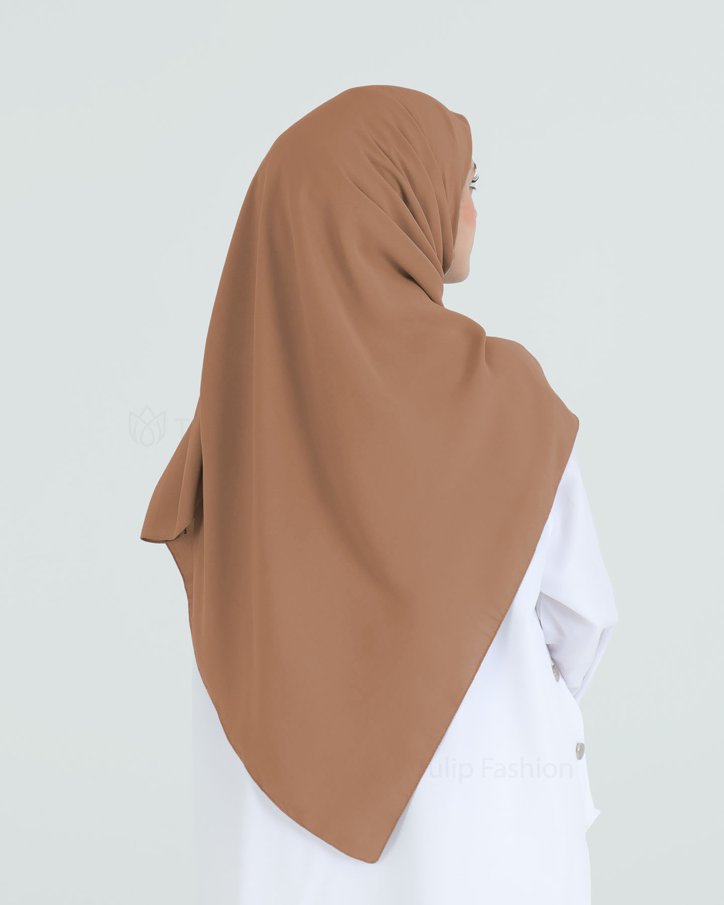 Hijab - Square Medina Lyx Chiffon 120 cm - Kakao Brun - 3