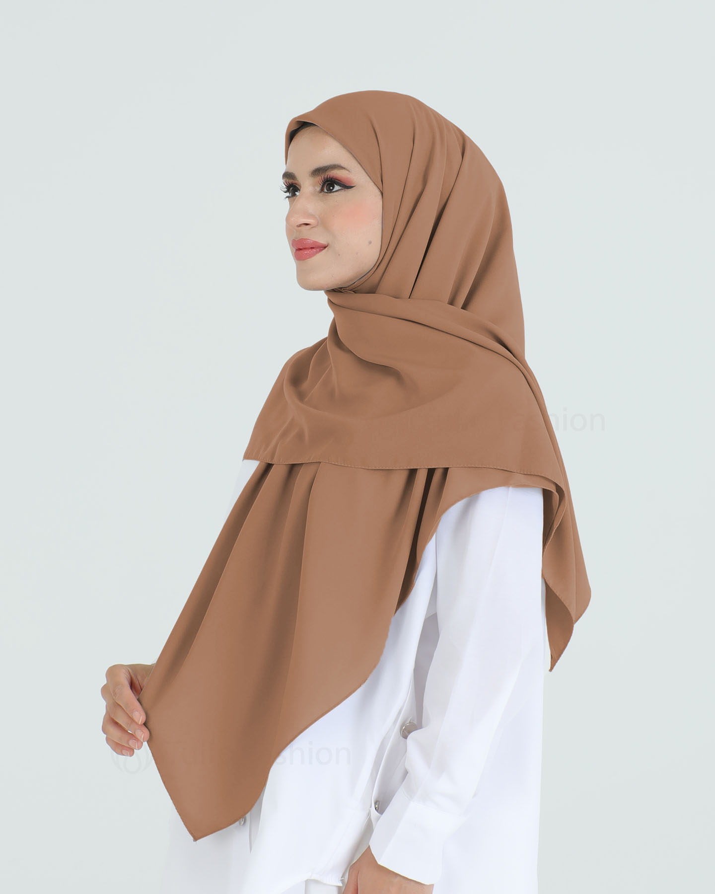 Hijab - Square Medina Lyx Chiffon 120 cm - Kakao Brun - 2