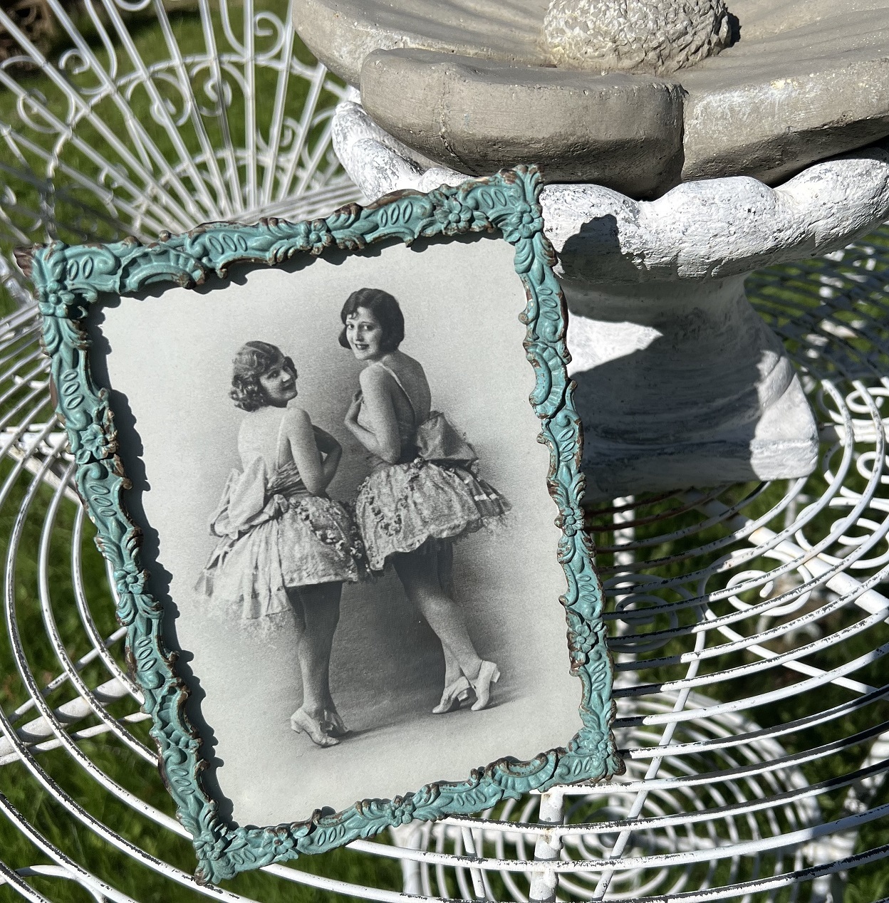 Fotoram Ornament metall turkos romantisk shabby chic lantlig stil