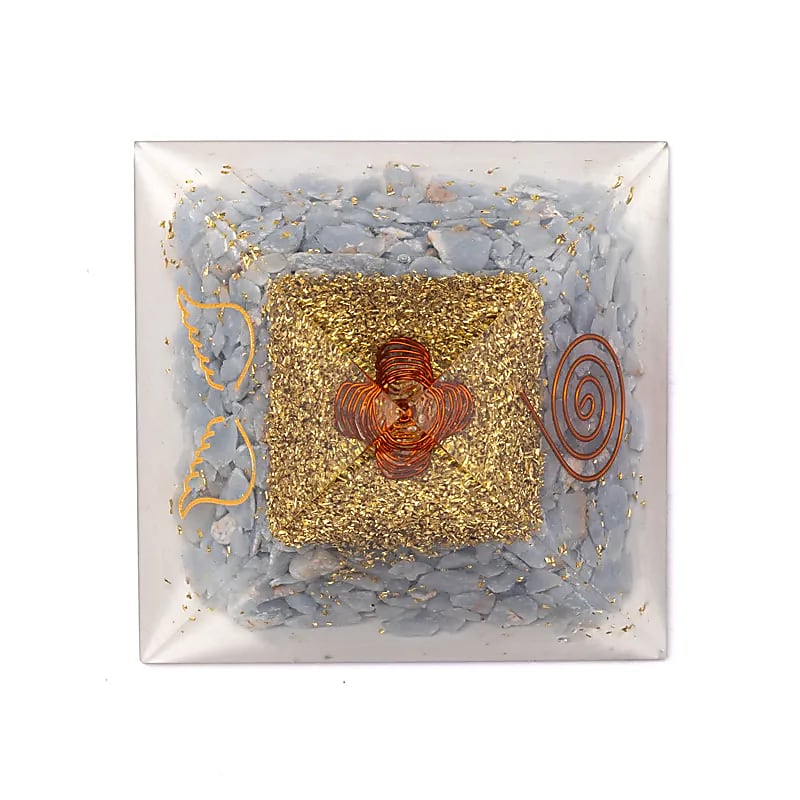 Orgonit pyramid angelit med änglavingar 8X8X6 Cm - 3