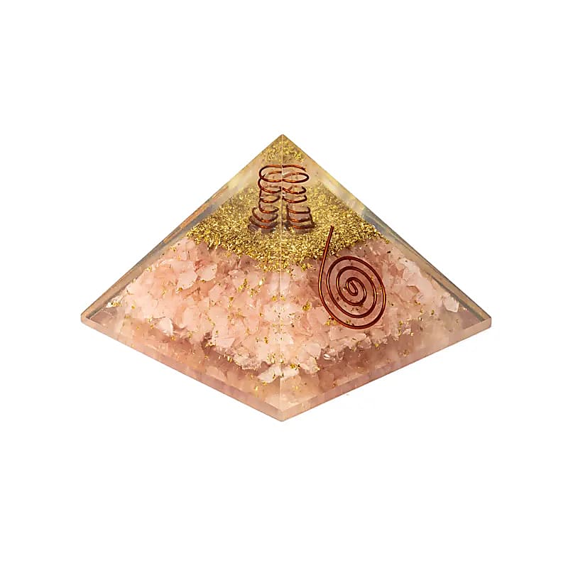 Orgonit pyramid rosenkvarts med hjärta 8x8x6 cm - 2
