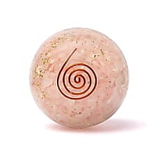 Orgonit sfär rosenkvarts med hjärta  ø7 cm