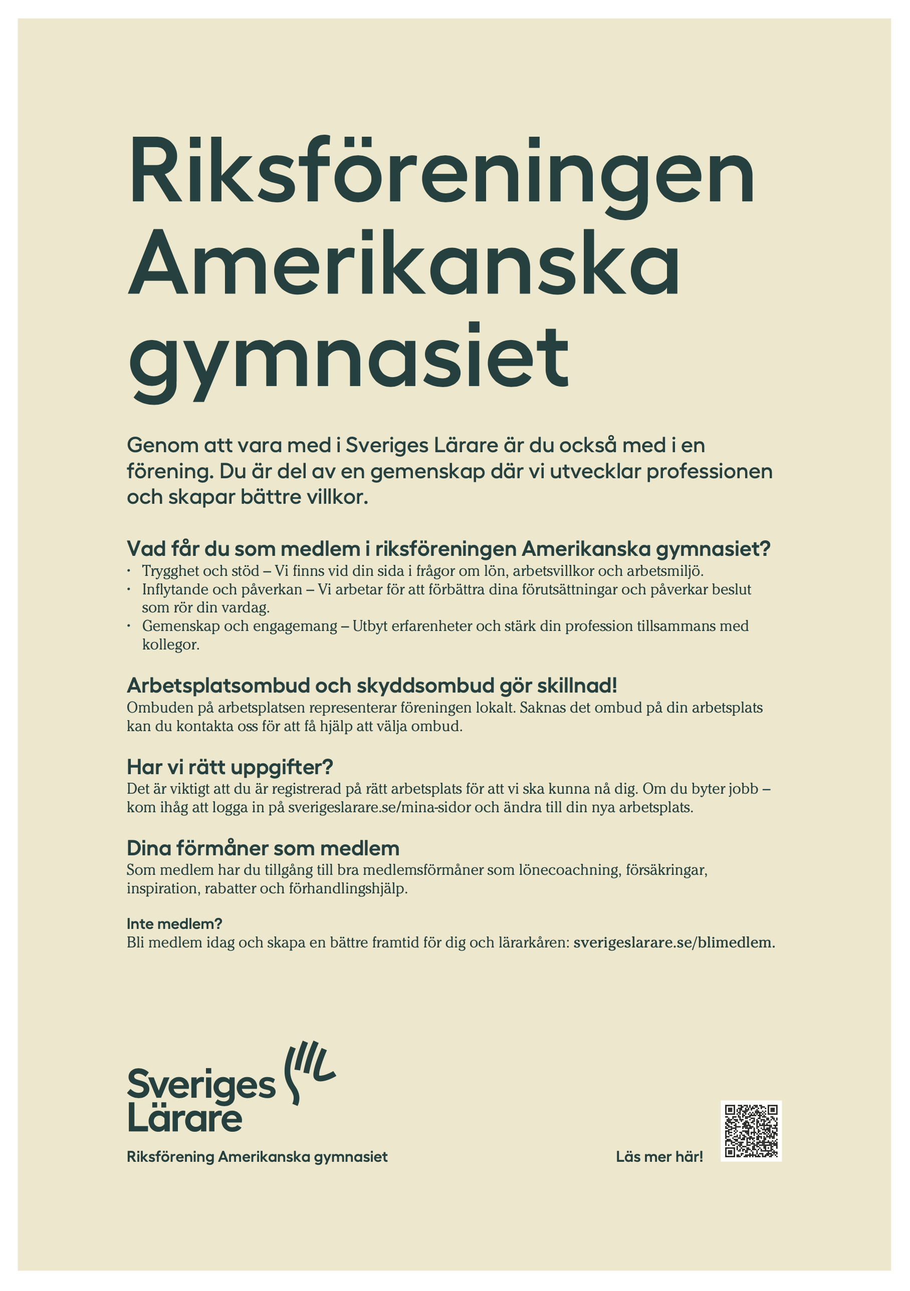 Riksföreningen Amerikanska gymnasiet – affisch A4
