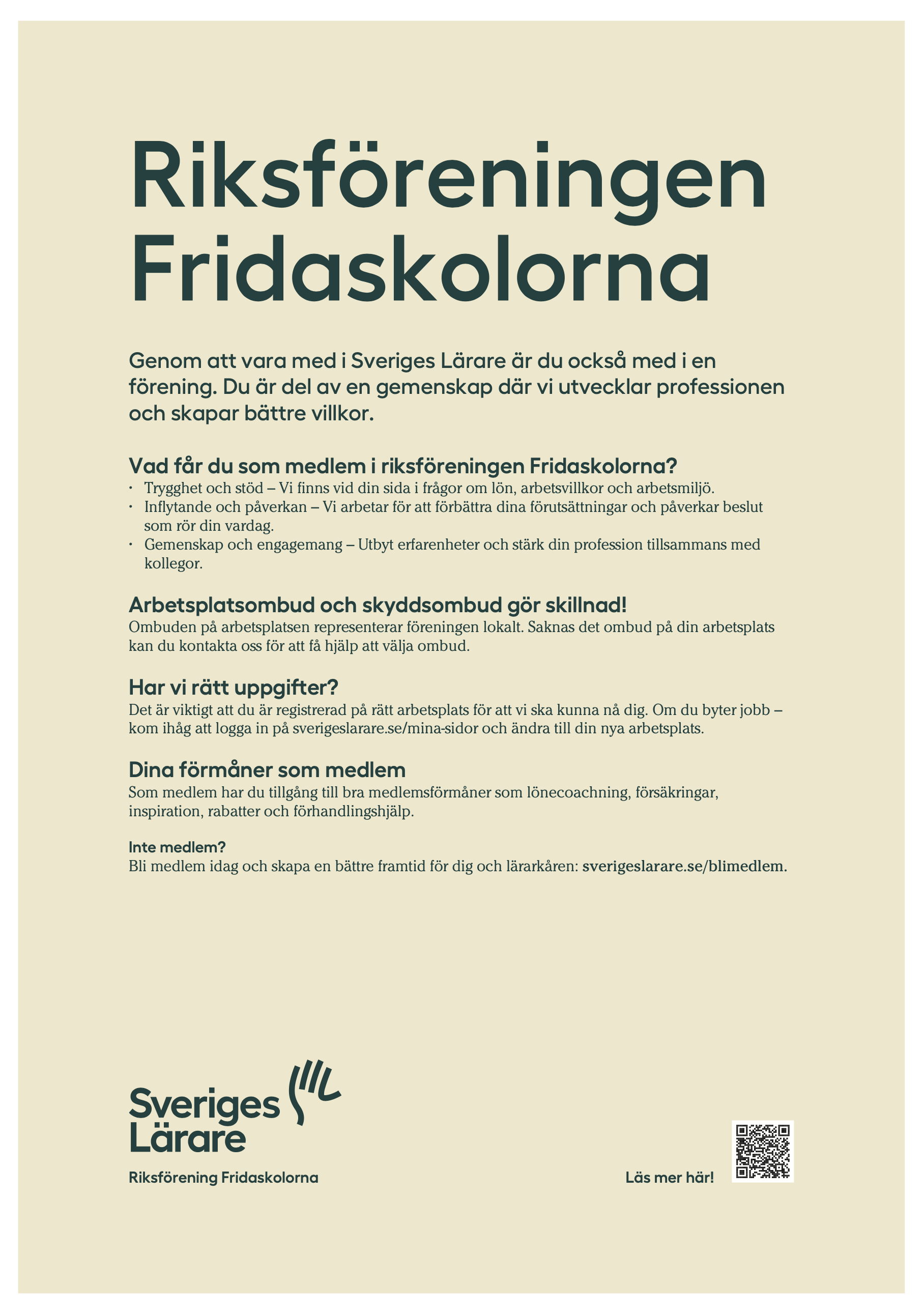 Riksföreningen Fridaskolorna – affisch A4