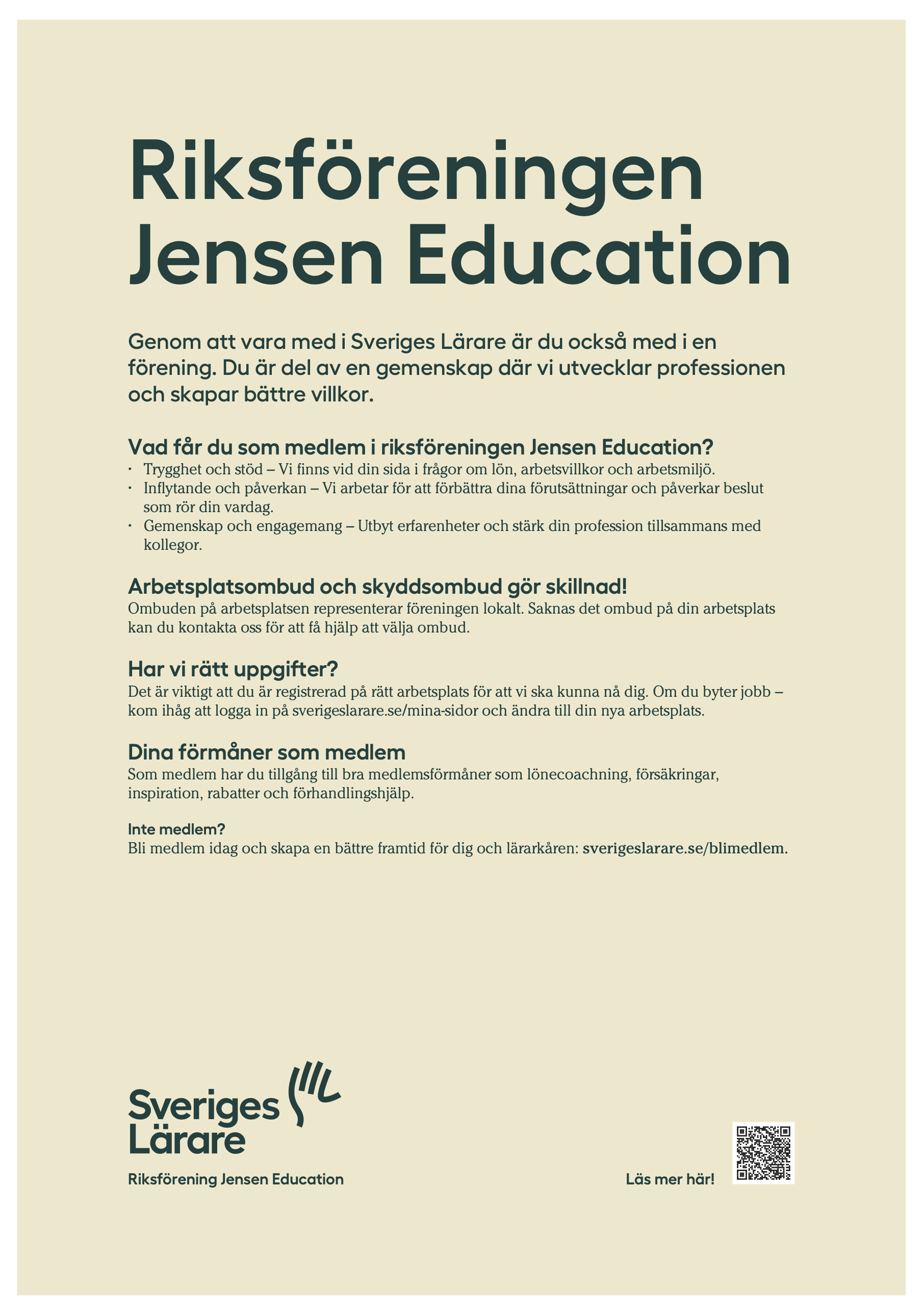 Riksföreningen Jensen Education – affisch A4