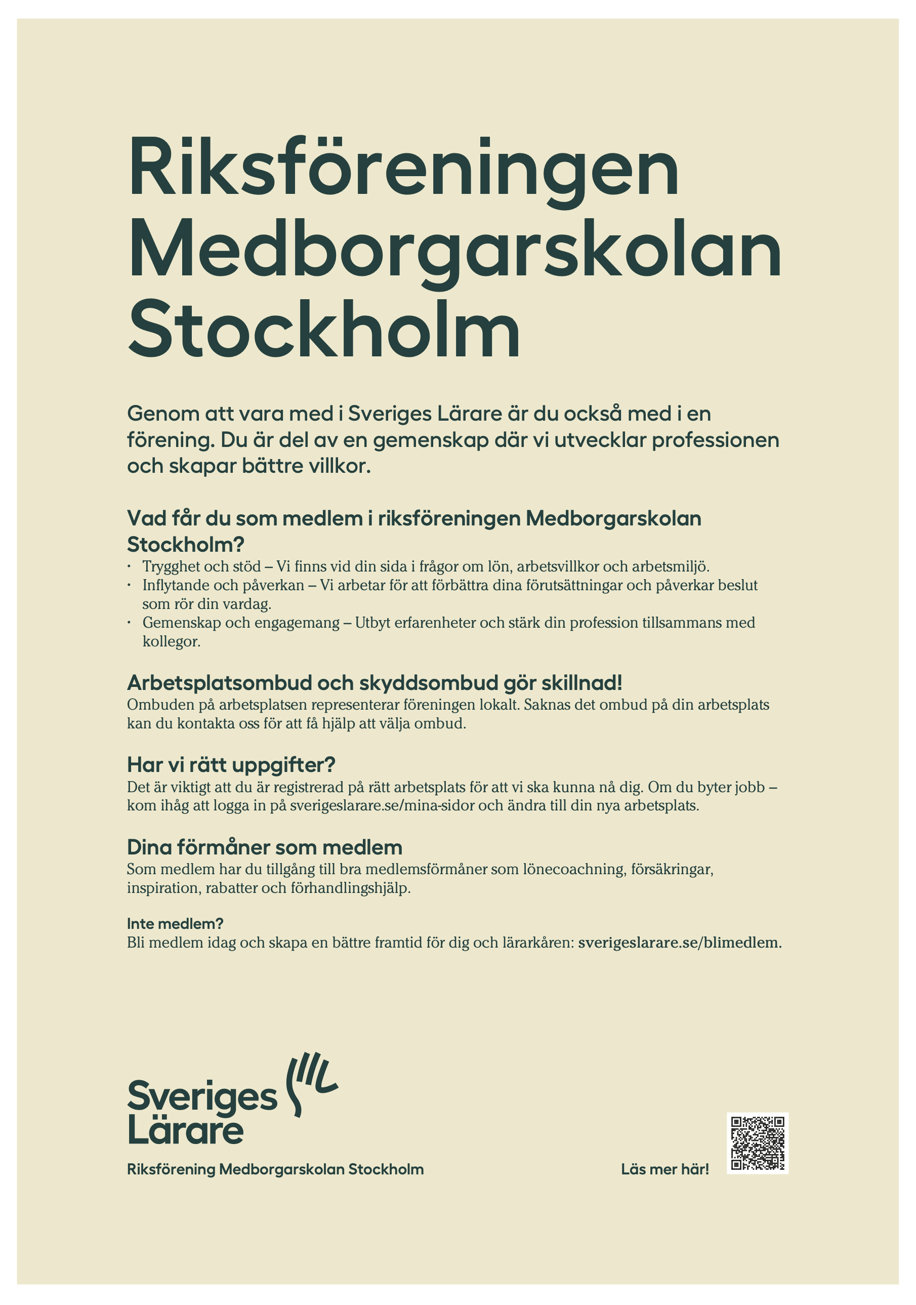 Riksföreningen Medborgarskolan Stockholm – affisch A4