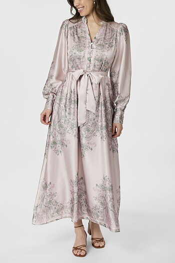 Neo Noir  - Nova Paisley Border Dress Rose