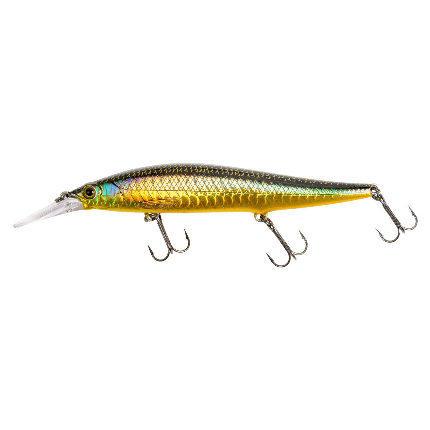 Jerkbait from the flat. 100mm long with a longer spoon that fishes deeper - gold