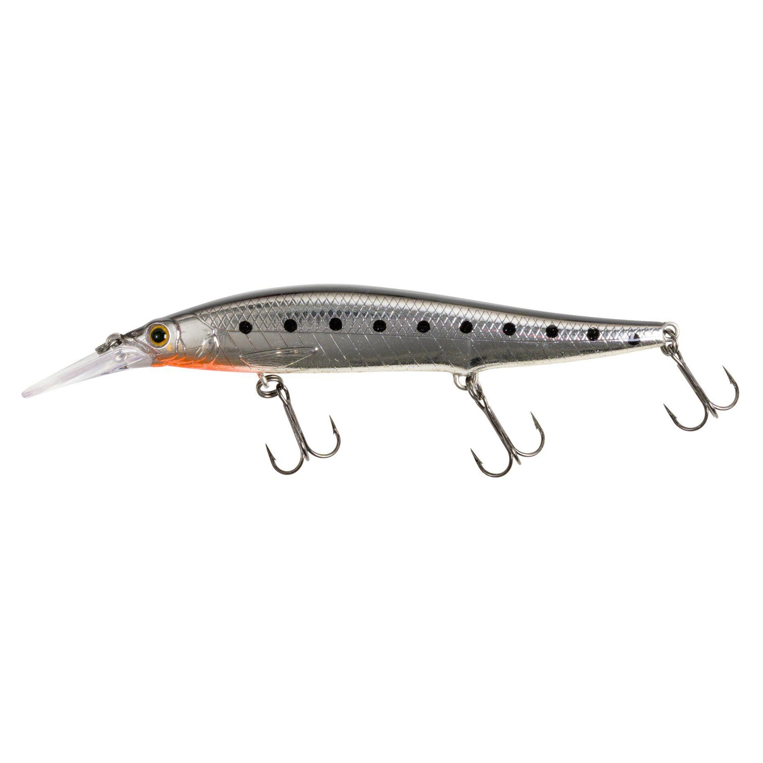 Jerkbait from the flat. 100mm long with a longer spoon that fishes deeper - silver