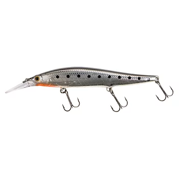 Jerkbait from the flat. 100mm long with a longer spoon that fishes deeper - silver